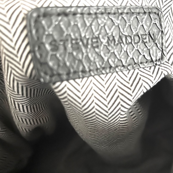 😍🌻 Steve Madden Medium Purse Satchel Shoulder Bag Black Snake Vegan Leather - Picture 9 of 14